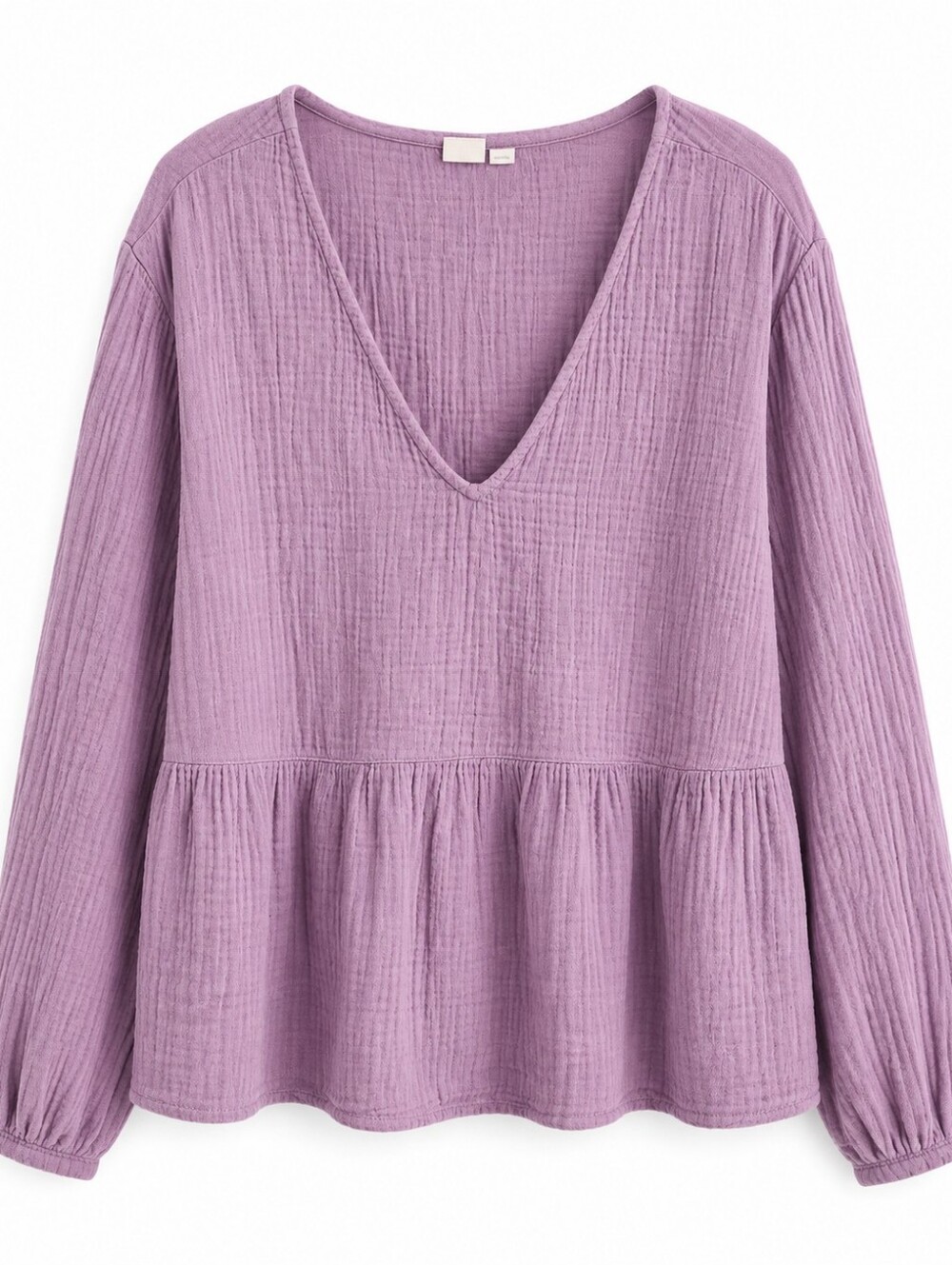 GAP Lavender V-Neck Peplum Gauze Top Size XXL